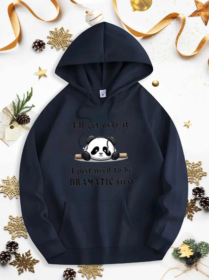 Men's Graphic Hoodie Ill Solve It Just Need To Be Dramatic First Sleepy Panda With Bamboo On Cozy Hoodie