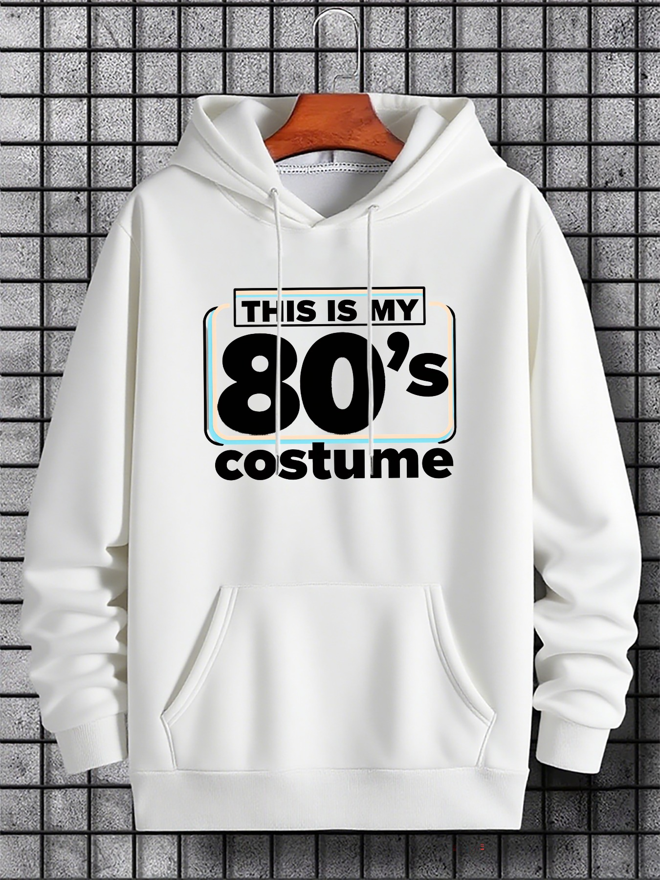 Men's Graphic Hoodie This Is My 80s Costume Retro Style Block Letters Hoodie