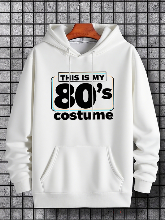 Men's Graphic Hoodie This Is My 80s Costume Retro Style Block Letters Hoodie