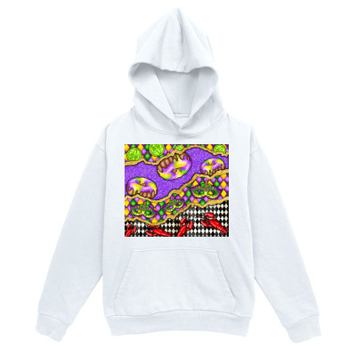 Men's Graphic Hoodie Colorful Abstract Patterns With Purple Flowing River Among Mosaic Shapes Landscape
