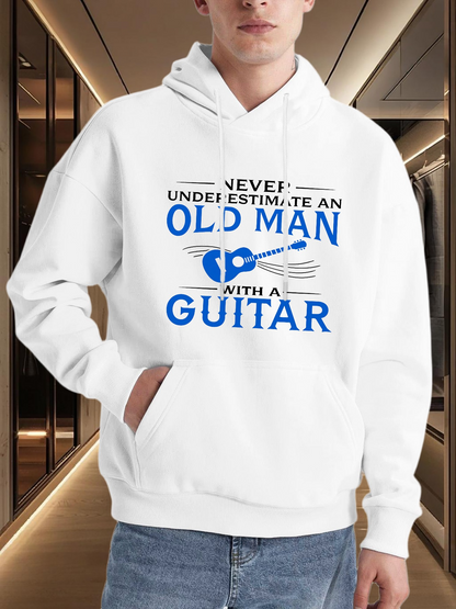 Men's Graphic Hoodie Never Underestimate An Old Man With A Blue Electric Guitar