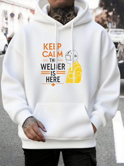 Men's Graphic Hoodie Keep Calm The Welder Is Here With Tools And Safety Helmet Welder