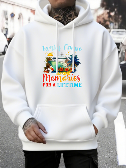 Men's Graphic Hoodie Family Cruise Memories For A Lifetime With Sunlit Palms Ocean Blue Skies And Cruise Ship