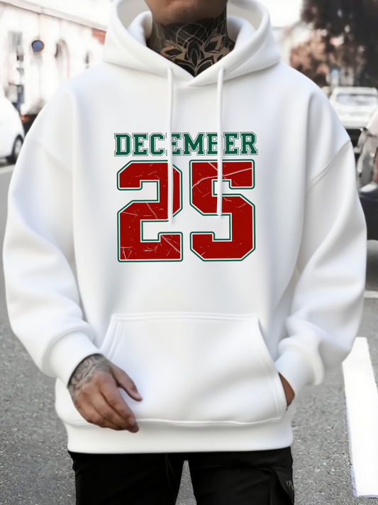 Men's Graphic Hoodie Green Letters With Bold Red Numbers December 25 Hoodie