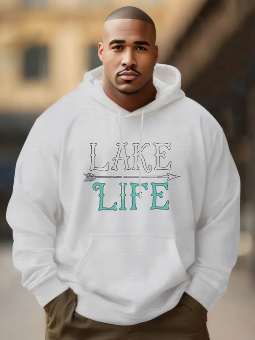 Men's Graphic Hoodie Lake Life With Decorative Arrow And Stylized Fun Lettering Hoodie