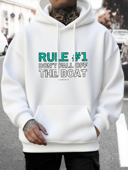 Men's Graphic Hoodie Rule Number One With Dont Fall Off The Boat Hoodie
