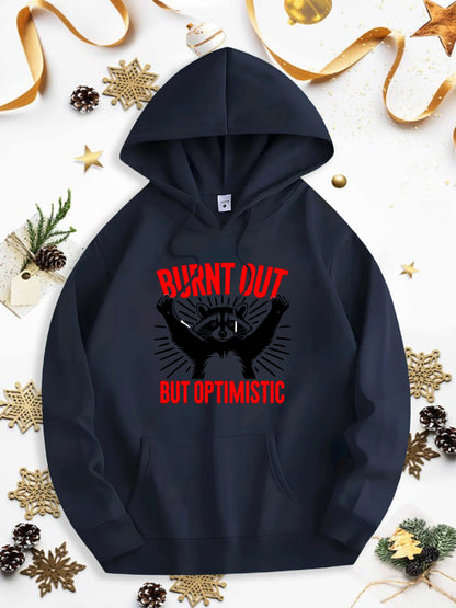 Men's Graphic Hoodie Burnt Out But Optimistic Black Wings Graphic Hands Hoodie