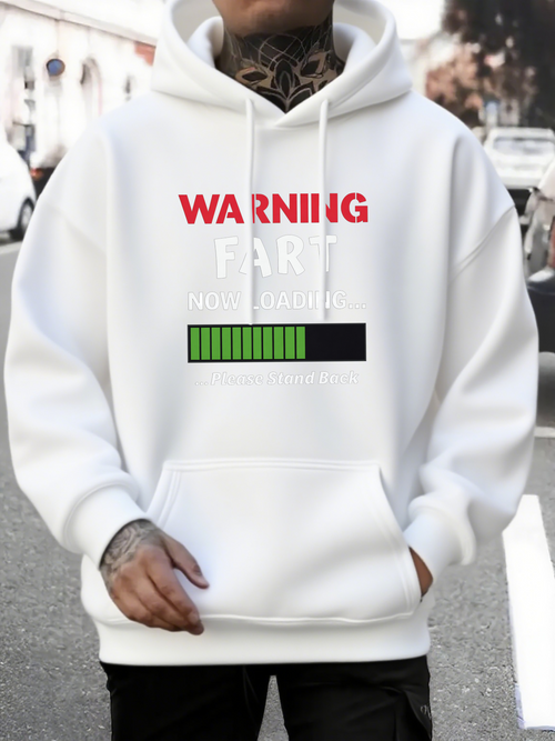 Men's Graphic Hoodie Warning Fart Meter Loading Graph With Funny Progress Bar