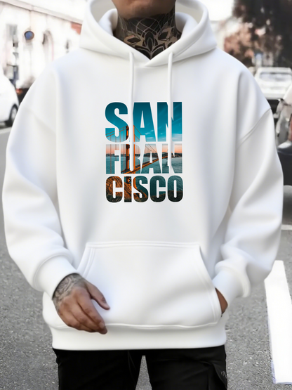 Men's Graphic Hoodie San Francisco Urban Landscape With Sunset Reflections Skyline Hoodie