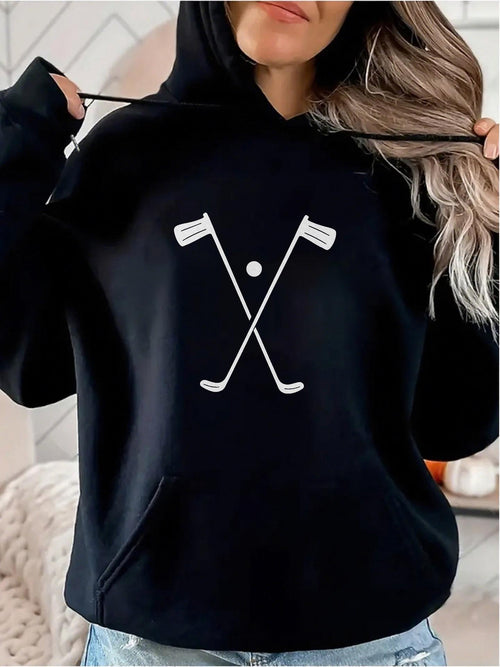 Women's Graphic Hoodie Crisp Morning Light With Crossed Clubs And Perfect White Golf Ball