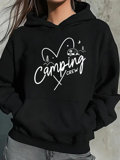 Women's Graphic Hoodie Camping Crew Campfire Under Stars Among Pine Trees Hoodie