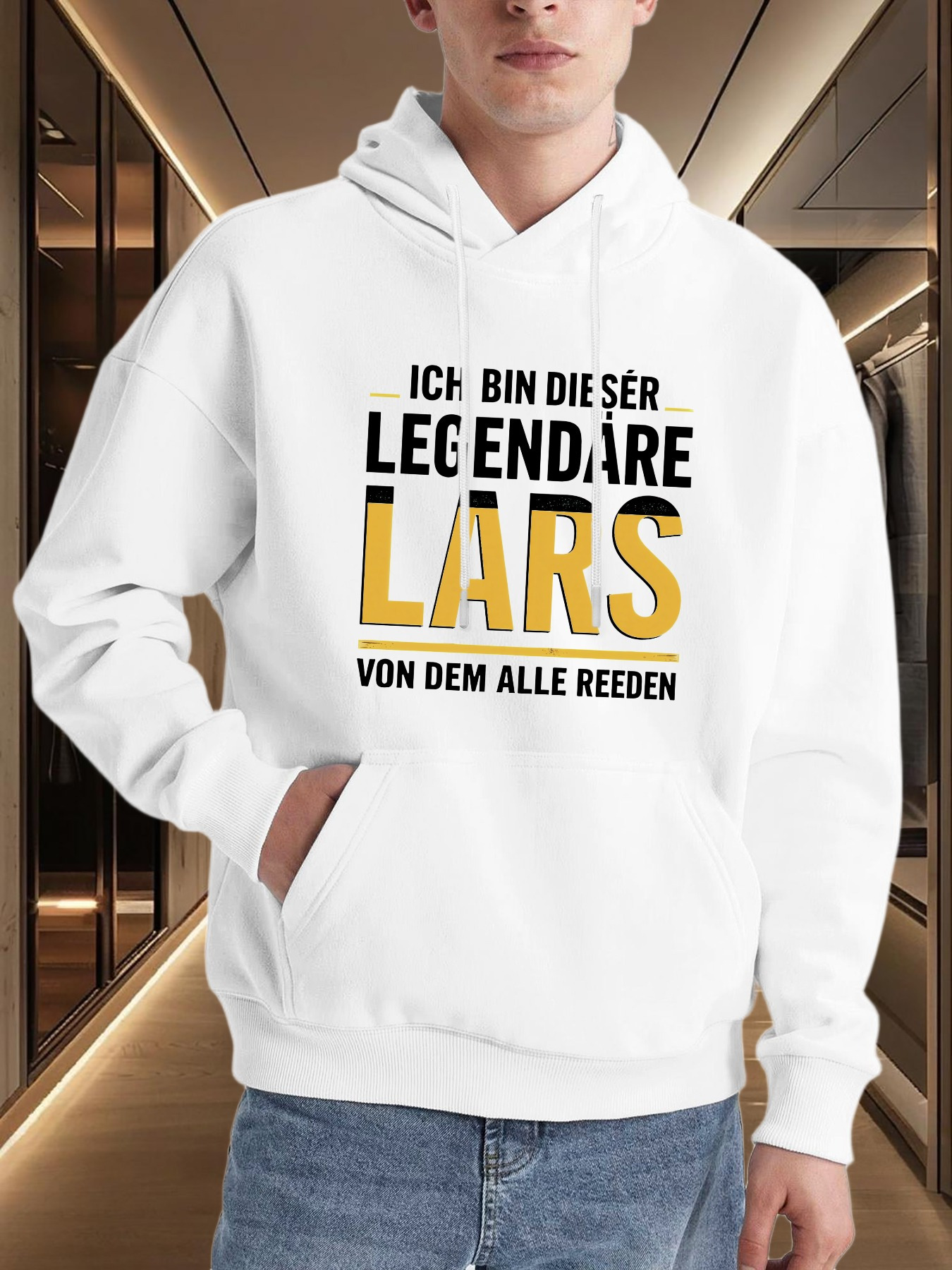Men's Graphic Hoodie Lars Legendare German Text Print