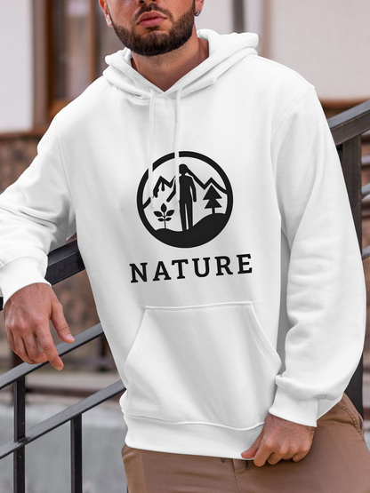 Men's Graphic Hoodie Nature Mountain Range With Pine Tree And Hiking Silhouette Nature