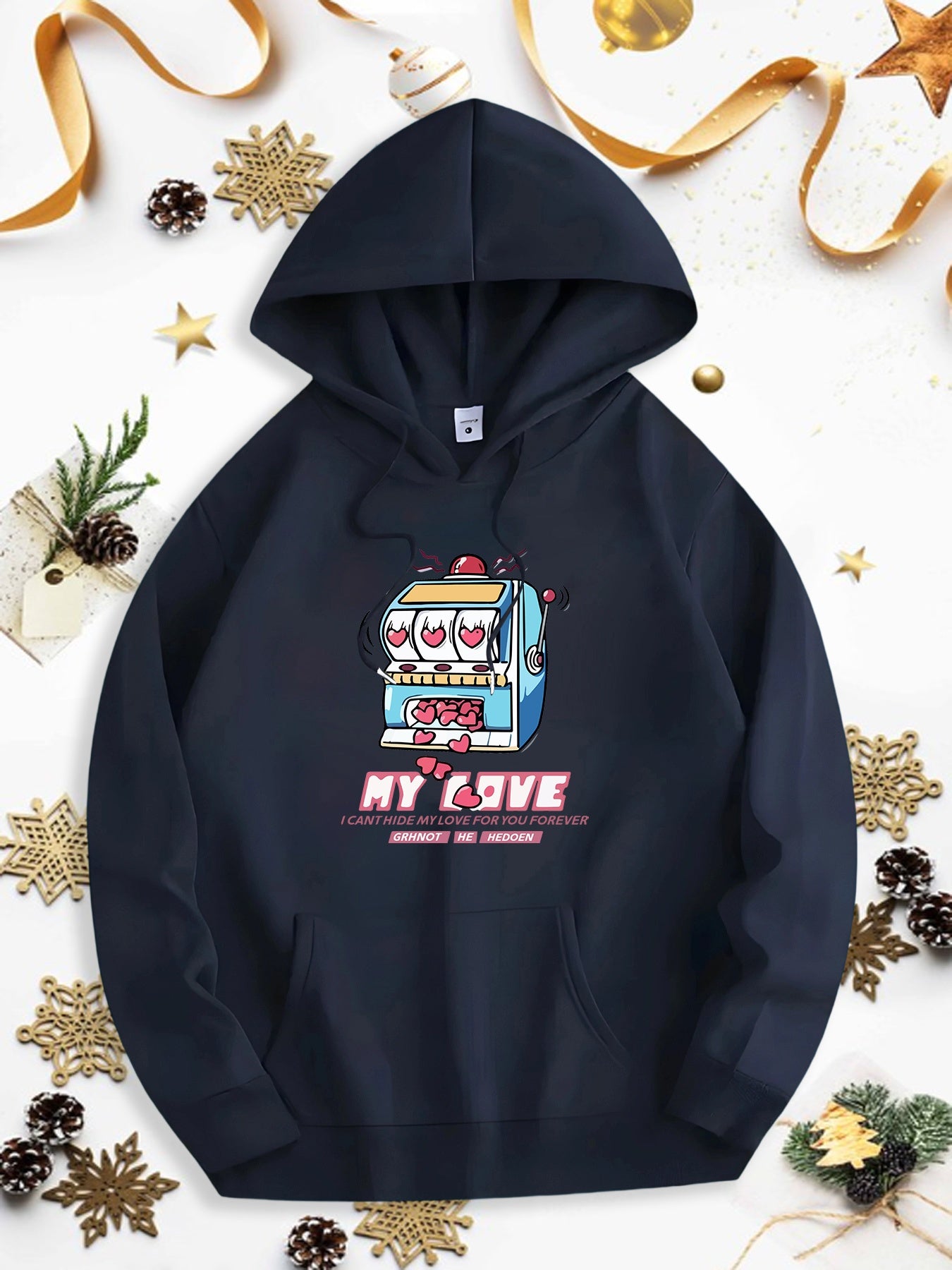 Men's Graphic Hoodie My Love Fun Playful Cartoon Slot Machine