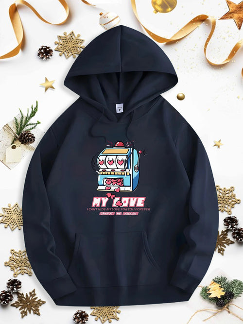 Men's Graphic Hoodie My Love Fun Playful Cartoon Slot Machine