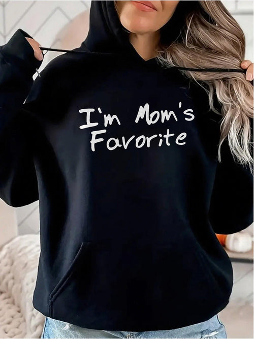 Women's Graphic Hoodie Im Moms Favorite Playful Handwritten Script On Cozy Cotton Hoodie