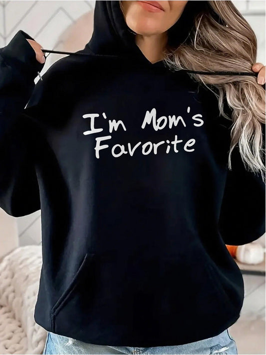 Women's Graphic Hoodie Im Moms Favorite Playful Handwritten Script On Cozy Cotton Hoodie