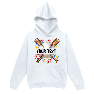 Men's Graphic Hoodie Your Text Colorful Splattered Paint With Crossed Bats Baseball Ball
