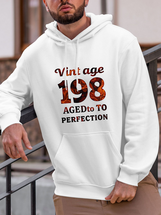 Men's Graphic Hoodie Vintage Lettering Warm Tones Among Classic Bold Numbers Hoodie