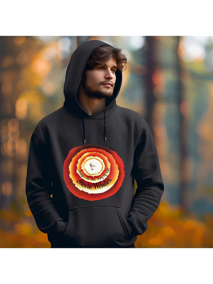 Men's Graphic Hoodie Layered Circular Abstract Shapes With Earth Tones Radiating From Center