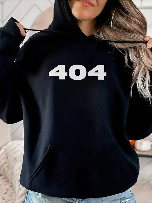 Women's Graphic Hoodie Bold White Typography On Solid Black Comfortable Hoodie 404
