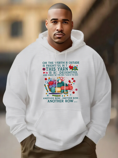 Men's Graphic Hoodie Colorful Balls Of Yarn Surrounded By Flowers And Knitting Needles Yarn