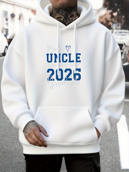 Men's Graphic Hoodie Blue Stencil Numbers With Playful Text And Cute Heart Design Hoodie