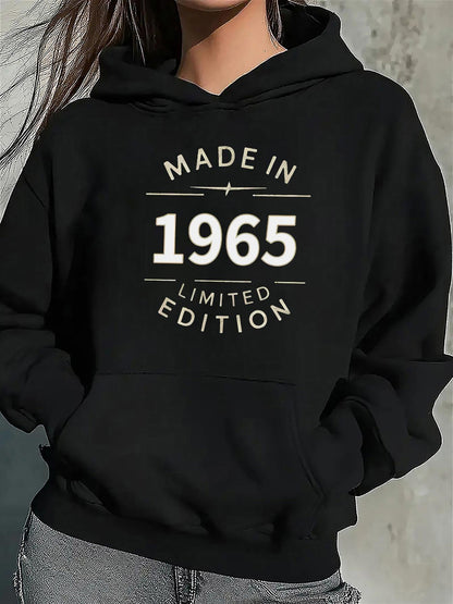 Women's Graphic Hoodie Made In 1965 Limited Edition Bold Typography Hoodie