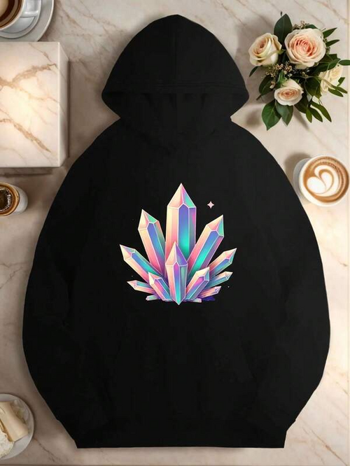 Women's Graphic Hoodie Mystical Pastel Crystals Gleaming Under Starlit Night Sky Crystal