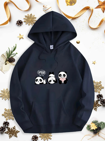 Men's Graphic Hoodie Cute Cartoon Style Playful Pandas With Little Accessories Panda