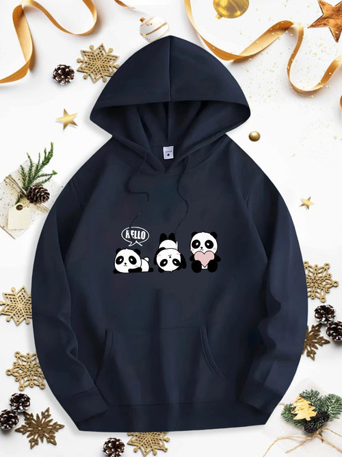 Men's Graphic Hoodie Cute Cartoon Style Playful Pandas With Little Accessories Panda