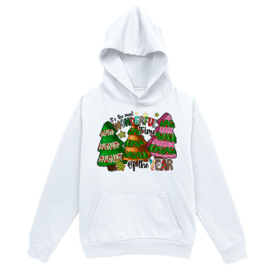 Men's Graphic Hoodie Merry Christmas Colorful Plaid With Glittering Festive Trees Under Falling Snow Christmas Tree