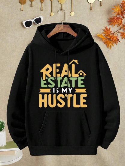 Women's Graphic Hoodie Real Estate Is My Hustle Graphic Text Hoodie