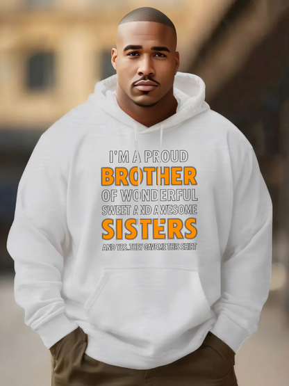 Men's Graphic Hoodie Proud Brother Walking Outside With Letters On Hoodie