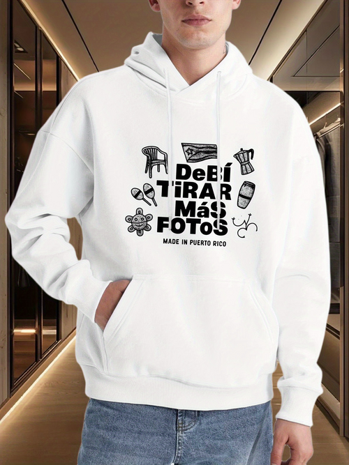 Men's Graphic Hoodie No English Text Quirky Graphic Elements With Fun Artistic Expressions Hoodie