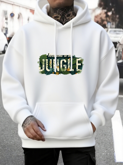 Men's Graphic Hoodie Jungle Surrounded By Lush Green Leaves In Vibrant Wilderness Jungle