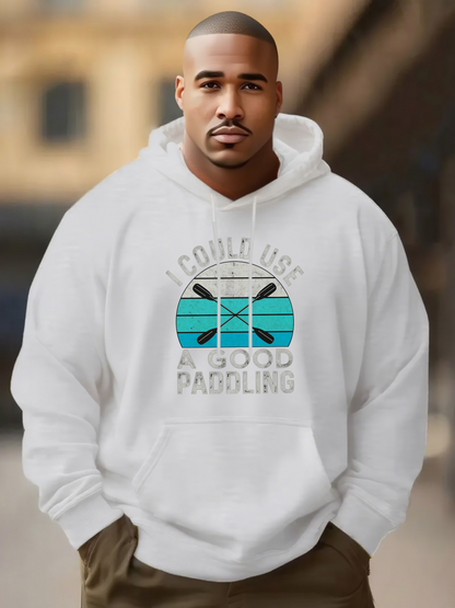 Men's Graphic Hoodie I Could Use A Good Paddling Blue Canoe With Crossed Oars Water And Sunlight Canoe
