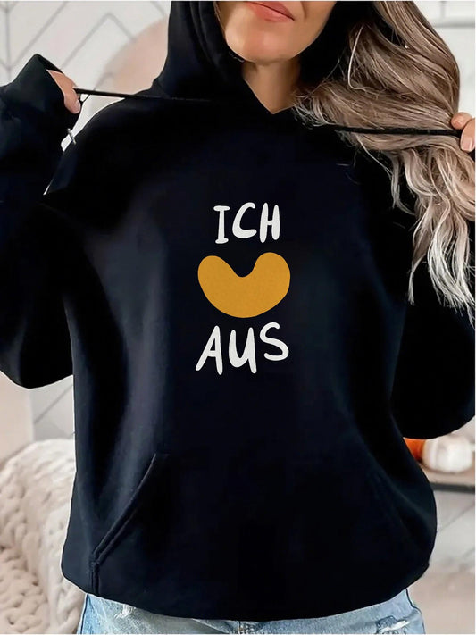 Women's Graphic Hoodie WOW Orange Heart Pattern