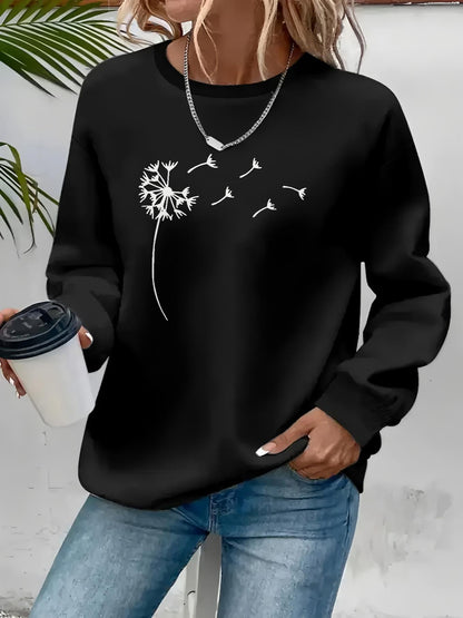 Women's Graphic Hoodie Floating Windswept Harmony With Seeds Drifting Into Air Dandelion