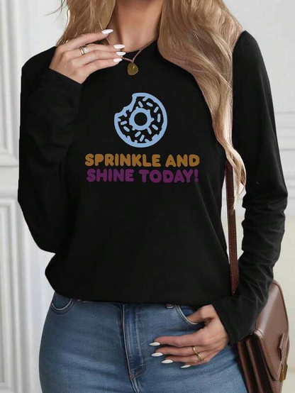 Women's Graphic Hoodie Sprinkle And Shine Today Colorful Donut With Frosted Glaze Pattern Doughnut