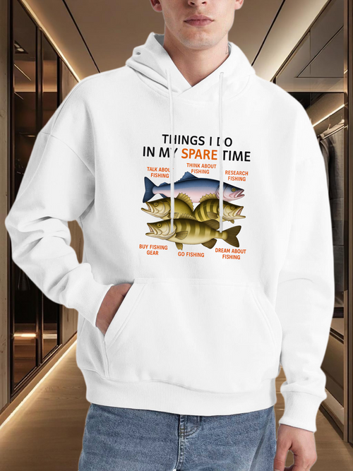 Men's Graphic Hoodie Things I Do In My Spare Time Colorful Lively Water Reflections With Swimming River Fish
