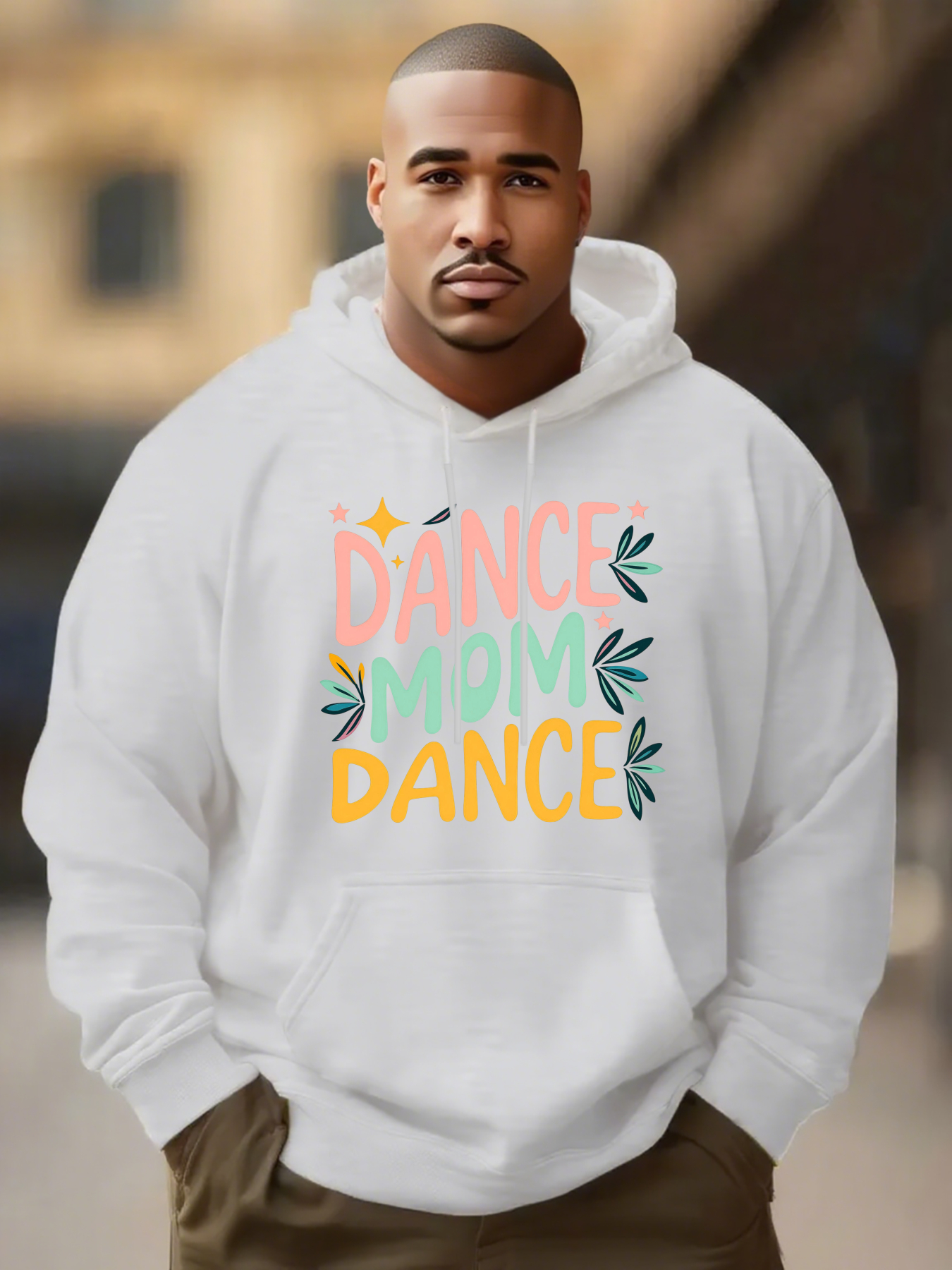 Men's Graphic Hoodie Dance Mom Dance Colorful Letters With Playful Leafy Accents Hoodie