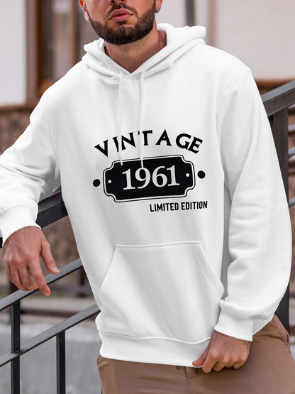 Men's Graphic Hoodie Vintage Limited Edition Label Print Hoodie 1961