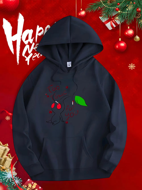 Men's Graphic Hoodie Red Cherries And Green Leaf Artistic Minimalist Graphic Hoodie