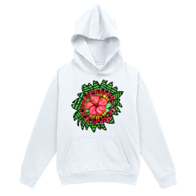 Men's Graphic Hoodie Colorful Green Leaves With Pink Petals Surrounding Artistic Flower