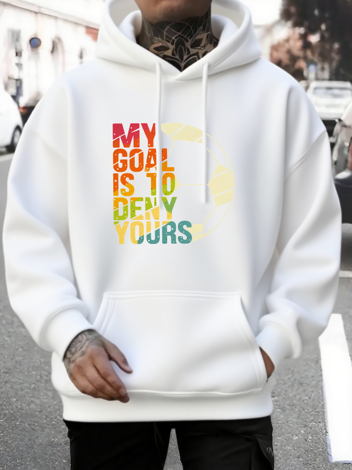 Men's Graphic Hoodie My Goal Is To Defy Yours Multicolor Bold Lettering With Statement Text Design Hoodie