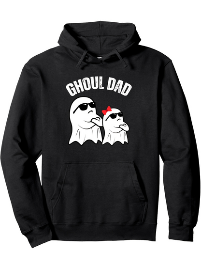 Men's Graphic Hoodie Ghoul Dad Two Cute Ghosts With Sunglasses And Red Bow