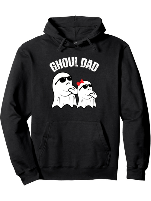 Men's Graphic Hoodie Ghoul Dad Two Cute Ghosts With Sunglasses And Red Bow