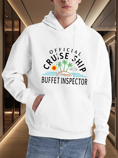 Men's Graphic Hoodie Official Cruise Ship With Palm Trees Sun And Waves Inspector