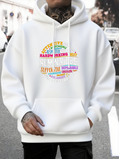 Men's Graphic Hoodie Colorful Positive Motivational Words With Rainbow And Supportive Message Hoodie